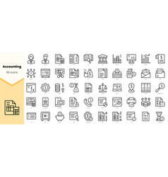 Set Of Accounting Icons Simple Line Art Style