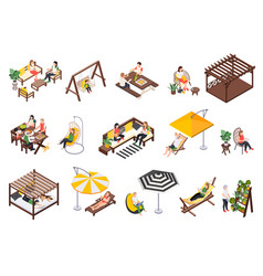 Garden Furniture Isometric Icons