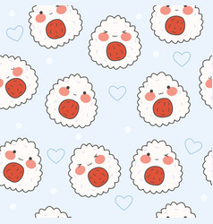 Pattern With Kawaii Onigiri Cute Rice Balls