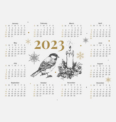 2023 Calendar New Year The Week Starts On Sunday