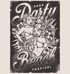 Beach Party Vintage Flyer Monochrome