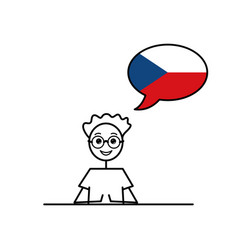 Czech Speaking Cartoon Boy With Speech Bubble