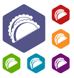 Empanadas De Pollo Icons Set Hexagon