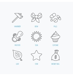 Money Bag Star And Bow Icons Leaf Pacifier