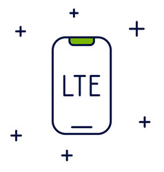 Filled Outline Lte Network Icon Isolated On White