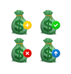 Sack Of Money Icon Set With Different Pictograms