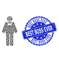 Distress Best Boss Ever Round Watermark