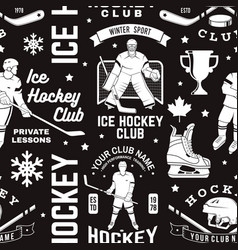 Ice Hockey Club Seamless Pattern In Retro Style