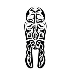 Maori Style Face Black Tattoo Patterns Isolated