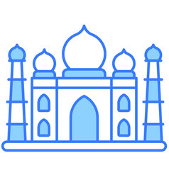 Taj Mahal Blue Outline Icon Isolated Design