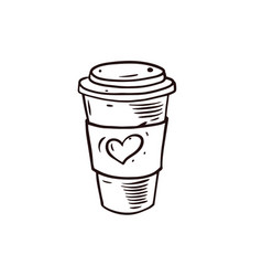 Hand Drawn Paper Cup Of Coffee To Go