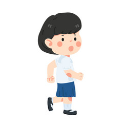 Kid Girl Running To School Cartoon