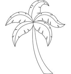 Outlined Cartoon Tropical Palm Tree