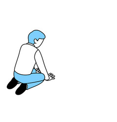 Simple Line Drawing Of A Man Sitting On His Hands