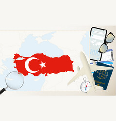 Turkey Map And Flag Cargo Plane On The Detailed