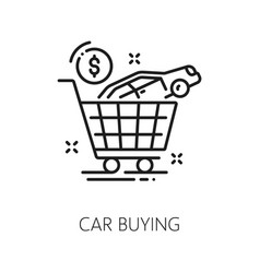 Car Buy Or Dealership Line Icon For Auto Dealer