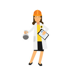 Female Chemical Engineer Character Working On Oil