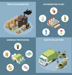 Garbage Recycling Isometric Icon Set