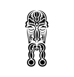 Maori Style Face Black Tattoo Patterns Flat Style