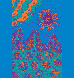 Psychedelic Colorful Doodle Landscape Folk