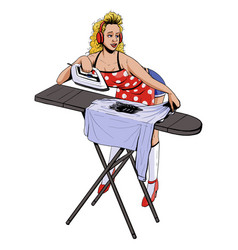 Cartoon Girl Ironing