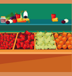 Grocery Shop Fruits Vegetables Shelf