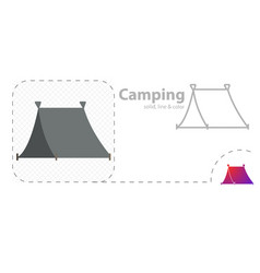 Camping Tent Isolated Flat Tent Line Icon