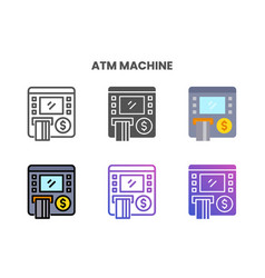 Credit Card Atm Machine Icon Set Different Style