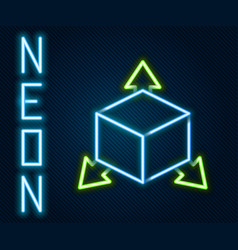 Glowing Neon Line Isometric Cube Icon Isolated