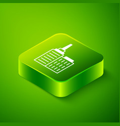 Isometric City Landscape Icon Isolated On Green