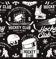 Ice Hockey Club Seamless Pattern In Retro Style