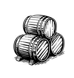 Woodcut whiskey barrel Royalty Free Vector Image