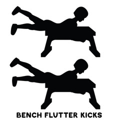 Bench Flutter Kicks Sport Exersice Silhouettes