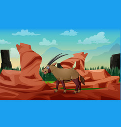 Cartoon Of Oryx On The Rock