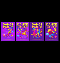 Dance Party Flyers Happy Contemporary Characters