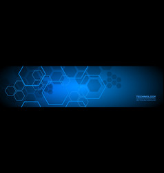 Dark Blue Technology Abstract Wide Background