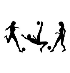 Silhouettes Of Female Soccer Or Football Players