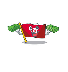 With Money Bag Flag Tunisia Cartoon In Character