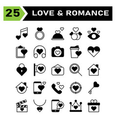 Love And Romance Icon Set Include Song Music