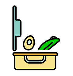 Open Lunchbox Icon Color Outline