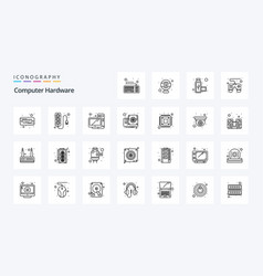 25 Computer Hardware Line Icon Pack