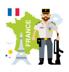 France Police Flat Style Colorful Cartoon