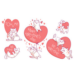 Valentines Day With Cute Cartoon Cats Greeting