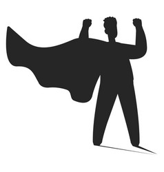 Black Superhero Silhouette Brave Man With Waving