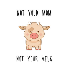 Cute Kawaii Piggy Cow Vegan Lettering Slogan