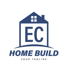 Ec Letter Logo Design With Home Icons Modern