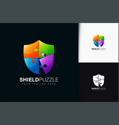 Shield Puzzle Logo Design With Gradient