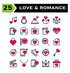 Love And Romance Icon Set Include Song Music