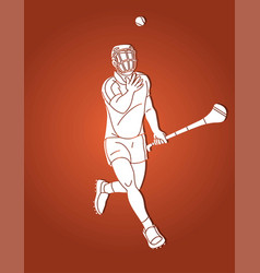 Hurling Player Action Cartoon Graphic