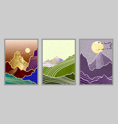 Set Of Abstract Mountain Painting Abstract Art